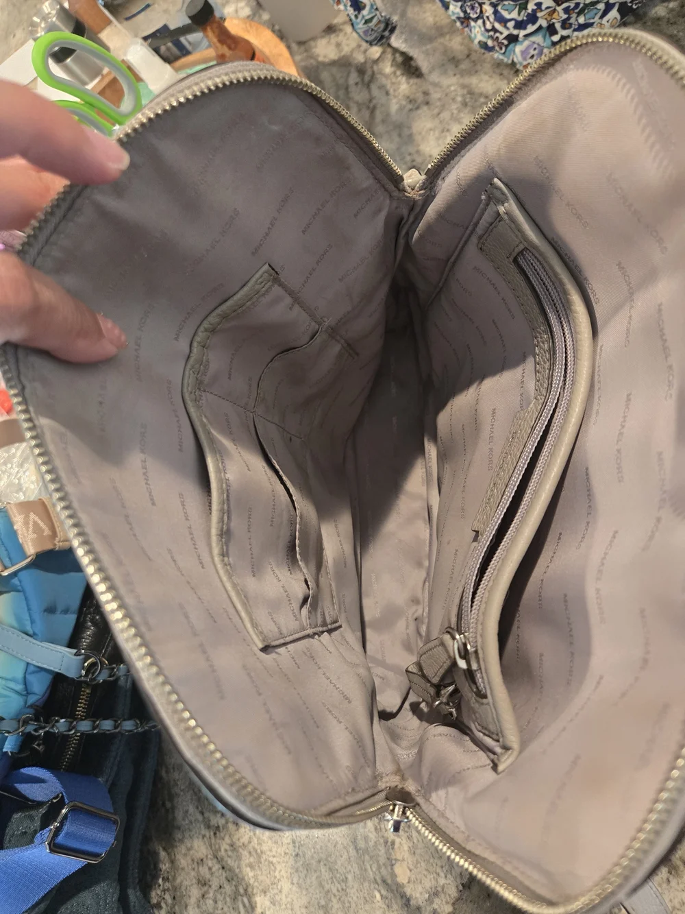 Michael Kors Pebbled Leather Backpack in Light Gray